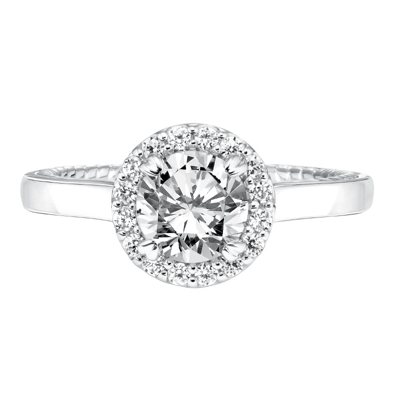 Artcarved Bridal Mounted with CZ Center Contemporary Rope Halo Engagement Ring Winnie 14K White Gold