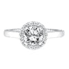 Artcarved Bridal Semi-Mounted with Side Stones Contemporary Rope Halo Engagement Ring Winnie 14K White Gold