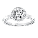 Artcarved Bridal Semi-Mounted with Side Stones Contemporary Rope Halo Engagement Ring Winnie 14K White Gold