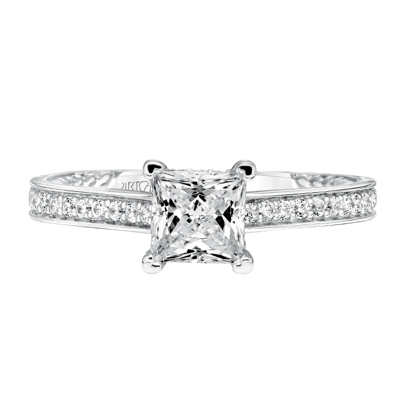 Artcarved Bridal Semi-Mounted with Side Stones Contemporary Rope Engagement Ring Keira 14K White Gold