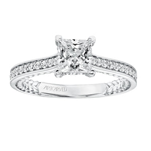 Artcarved Bridal Semi-Mounted with Side Stones Contemporary Rope Engagement Ring Keira 14K White Gold
