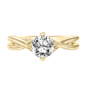 Artcarved Bridal Mounted with CZ Center Contemporary Twist Solitaire Engagement Ring Kennedy 14K Yellow Gold