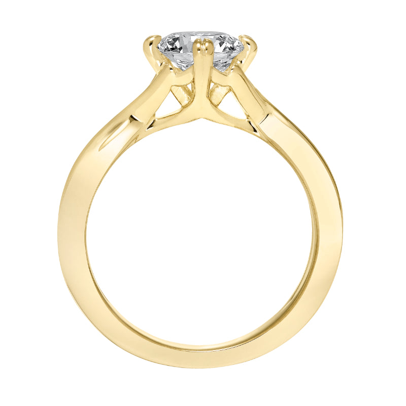 Artcarved Bridal Unmounted No Stones Contemporary Twist Solitaire Engagement Ring Kennedy 14K Yellow Gold