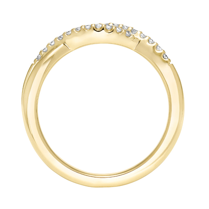 Artcarved Bridal Mounted with Side Stones Contemporary Twist Solitaire Diamond Wedding Band Kennedy 14K Yellow Gold