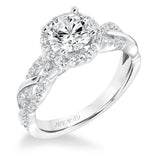Artcarved Bridal Mounted with CZ Center Contemporary Twist Halo Engagement Ring Charlene 14K White Gold