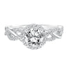 Artcarved Bridal Mounted with CZ Center Contemporary Twist Halo Engagement Ring Charlene 14K White Gold