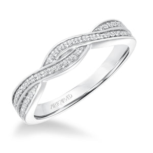 Artcarved Bridal Mounted with Side Stones Contemporary Twist Halo Diamond Wedding Band Eliana 14K White Gold