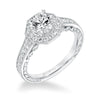 Artcarved Bridal Mounted with CZ Center Vintage Filigree Halo Engagement Ring Perla 14K White Gold