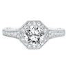 Artcarved Bridal Mounted with CZ Center Vintage Filigree Halo Engagement Ring Perla 14K White Gold