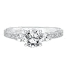 Artcarved Bridal Mounted with CZ Center Vintage Filigree 3-Stone Engagement Ring Rowan 14K White Gold