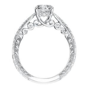 Artcarved Bridal Mounted with CZ Center Vintage Filigree Diamond Engagement Ring Anwen 14K White Gold