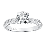 Artcarved Bridal Semi-Mounted with Side Stones Vintage Filigree Diamond Engagement Ring Anwen 14K White Gold
