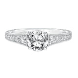 Artcarved Bridal Mounted with CZ Center Vintage Filigree Diamond Engagement Ring Hattie 14K White Gold