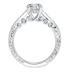 Artcarved Bridal Mounted with CZ Center Vintage Filigree Diamond Engagement Ring Hattie 14K White Gold