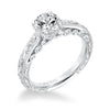 Artcarved Bridal Mounted with CZ Center Vintage Filigree Diamond Engagement Ring Amal 14K White Gold