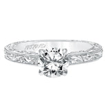 Artcarved Bridal Semi-Mounted with Side Stones Vintage Filigree Diamond Engagement Ring Amal 14K White Gold