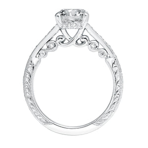 Artcarved Bridal Semi-Mounted with Side Stones Vintage Filigree Diamond Engagement Ring Mariah 14K White Gold