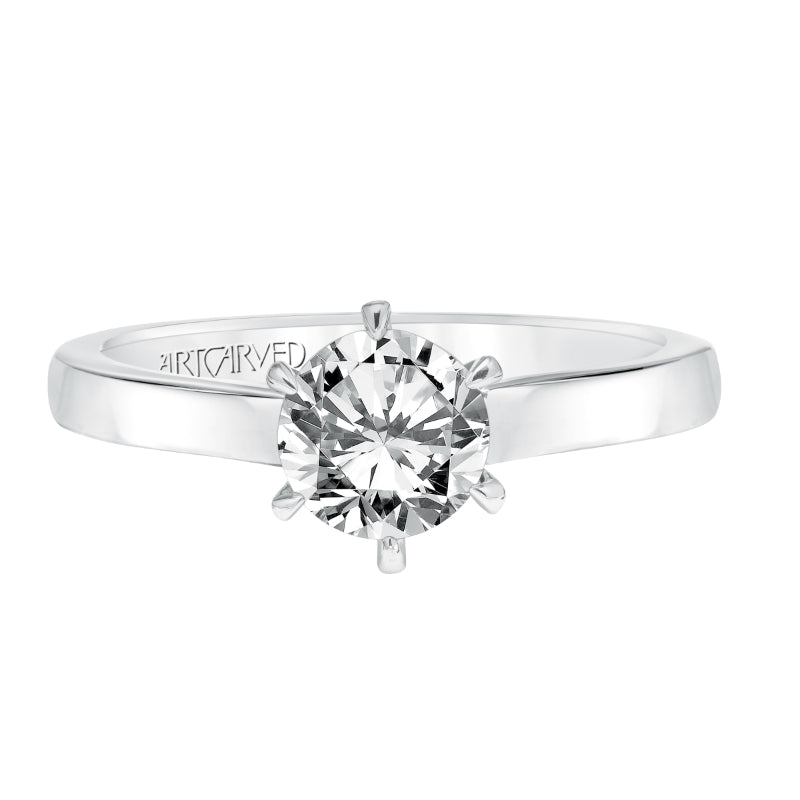 Artcarved Bridal Semi-Mounted with Side Stones Classic Solitaire Engagement Ring Jesse 14K White Gold