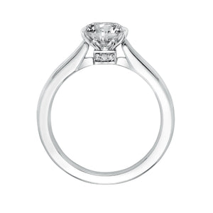 Artcarved Bridal Semi-Mounted with Side Stones Classic Solitaire Engagement Ring Jesse 14K White Gold