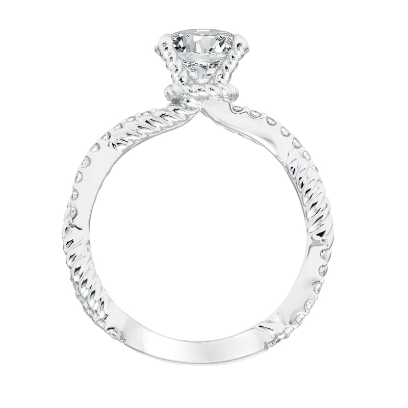 Artcarved Bridal Semi-Mounted with Side Stones Contemporary Twist Diamond Engagement Ring Rhea 14K White Gold
