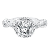 Artcarved Bridal Semi-Mounted with Side Stones Contemporary Rope Halo Engagement Ring Isobel 14K White Gold
