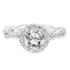 Artcarved Bridal Mounted with CZ Center Contemporary Rope Halo Engagement Ring Isobel 14K White Gold