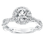 Artcarved Bridal Mounted with CZ Center Contemporary Rope Halo Engagement Ring Isobel 14K White Gold
