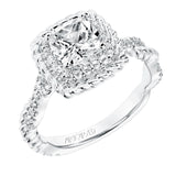Artcarved Bridal Mounted with CZ Center Contemporary Rope Halo Engagement Ring Ashby 14K White Gold