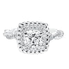 Artcarved Bridal Semi-Mounted with Side Stones Contemporary Rope Halo Engagement Ring Ashby 14K White Gold