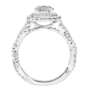 Artcarved Bridal Mounted with CZ Center Contemporary Rope Halo Engagement Ring Ashby 14K White Gold