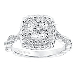 Artcarved Bridal Mounted with CZ Center Contemporary Rope Halo Engagement Ring Ashby 14K White Gold