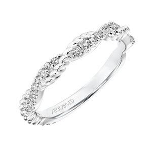 Artcarved Bridal Mounted with Side Stones Contemporary Rope Halo Diamond Wedding Band Ashby 14K White Gold
