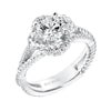 Artcarved Bridal Semi-Mounted with Side Stones Contemporary Rope Halo Engagement Ring Ivy 14K White Gold