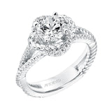 Artcarved Bridal Mounted with CZ Center Contemporary Rope Halo Engagement Ring Ivy 14K White Gold