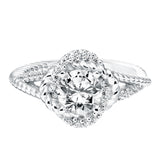 Artcarved Bridal Mounted with CZ Center Contemporary Rope Halo Engagement Ring Ivy 14K White Gold