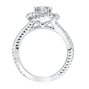Artcarved Bridal Semi-Mounted with Side Stones Contemporary Rope Halo Engagement Ring Ivy 14K White Gold