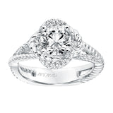 Artcarved Bridal Semi-Mounted with Side Stones Contemporary Rope Halo Engagement Ring Ivy 14K White Gold