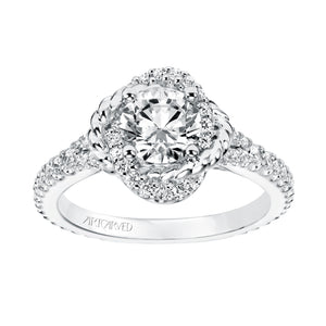 Artcarved Bridal Mounted with CZ Center Contemporary Rope Halo Engagement Ring Ryane 14K White Gold