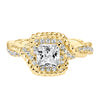 Artcarved Bridal Mounted with CZ Center Contemporary Rope Halo Engagement Ring Briana 14K Yellow Gold