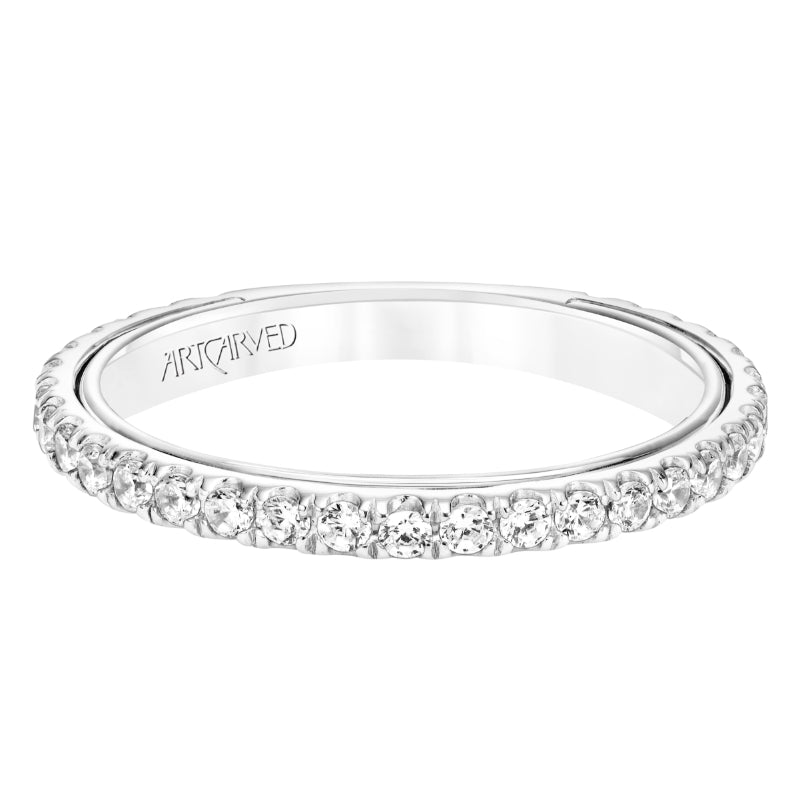 Artcarved Bridal Mounted with Side Stones Contemporary Twist Diamond Wedding Band Carmen 14K White Gold