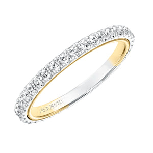 Artcarved Bridal Mounted with Side Stones Contemporary Twist Diamond Wedding Band Quinn 14K White Gold Primary & 14K Yellow Gold