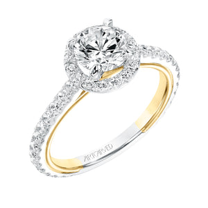 Artcarved Bridal Mounted with CZ Center Contemporary Twist Diamond Engagement Ring Quinn 14K White Gold Primary & 14K Yellow Gold