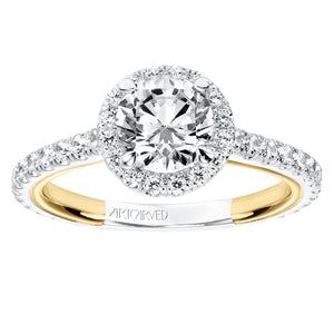 Artcarved Bridal Semi-Mounted with Side Stones Contemporary Twist Diamond Engagement Ring Quinn 14K White Gold Primary & 14K Yellow Gold