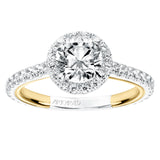 Artcarved Bridal Mounted with CZ Center Contemporary Twist Diamond Engagement Ring Quinn 14K White Gold Primary & 14K Yellow Gold