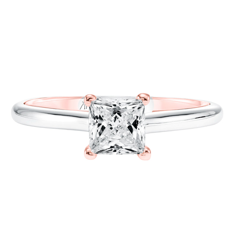 Artcarved Bridal Unmounted No Stones Contemporary Twist Solitaire Engagement Ring Tayla 14K White Gold Primary & 14K Rose Gold