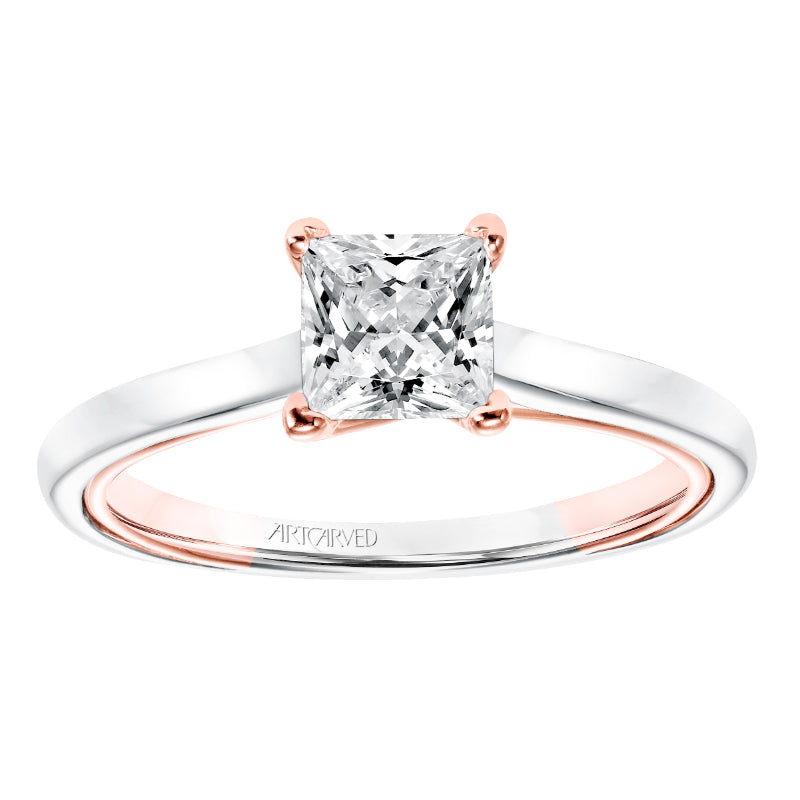 Artcarved Bridal Unmounted No Stones Contemporary Twist Solitaire Engagement Ring Tayla 14K White Gold Primary & 14K Rose Gold