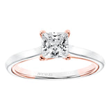 Artcarved Bridal Mounted with CZ Center Contemporary Twist Solitaire Engagement Ring Tayla 14K White Gold Primary & 14K Rose Gold