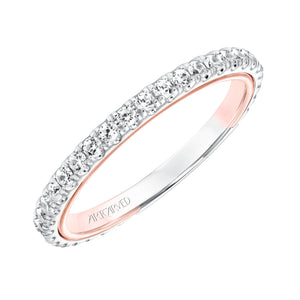 Artcarved Bridal Mounted with Side Stones Contemporary Twist Solitaire Diamond Wedding Band Tayla 14K White Gold Primary & 14K Rose Gold