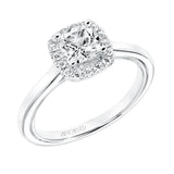 Artcarved Bridal Mounted with CZ Center Contemporary Twist Halo Engagement Ring Summer 14K White Gold