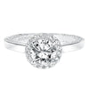 Artcarved Bridal Semi-Mounted with Side Stones Contemporary Twist Halo Engagement Ring Leilani 14K White Gold